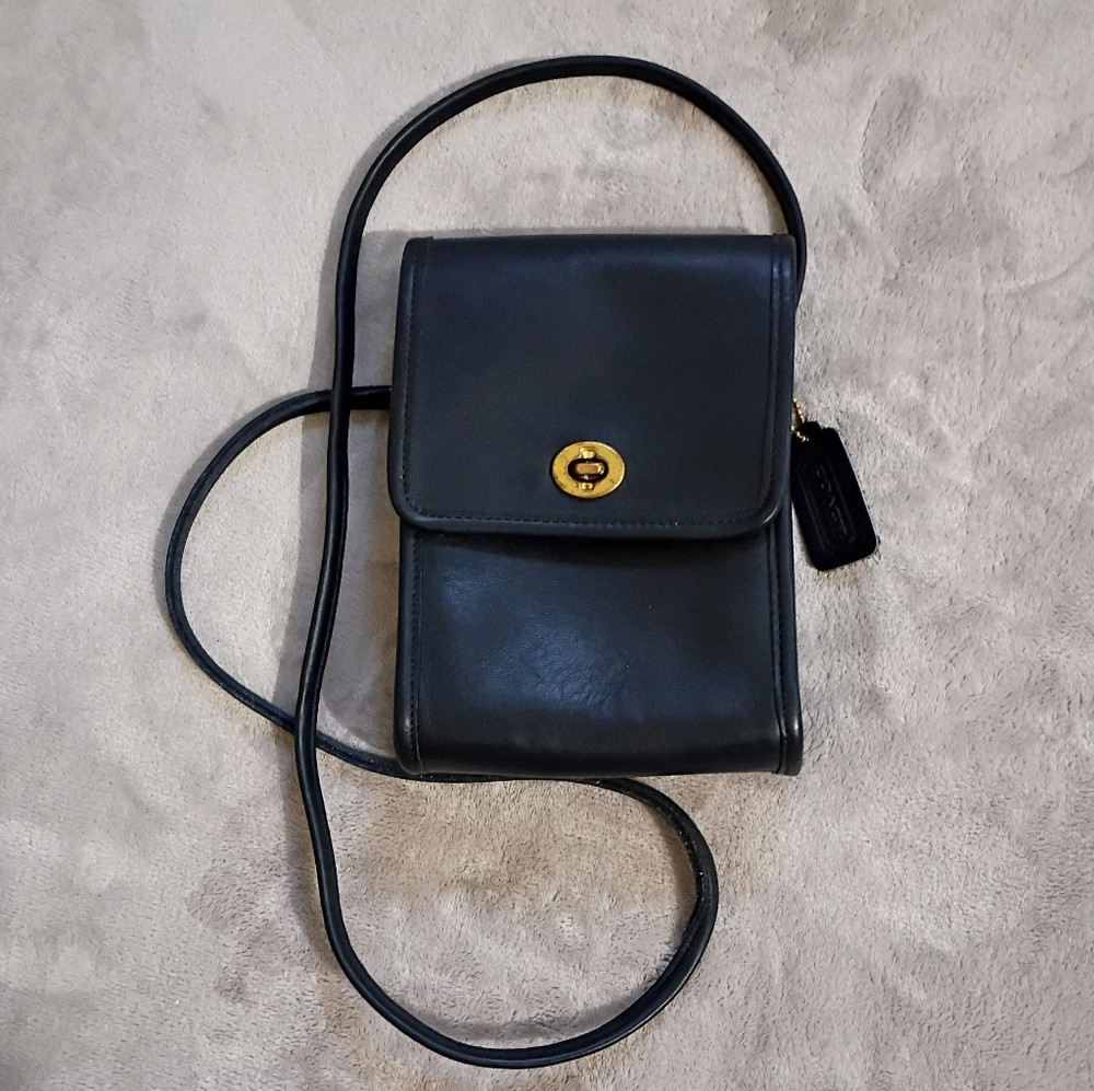 Vintage 90s Coach Legacy Scooter Bag Purse Navy Leather